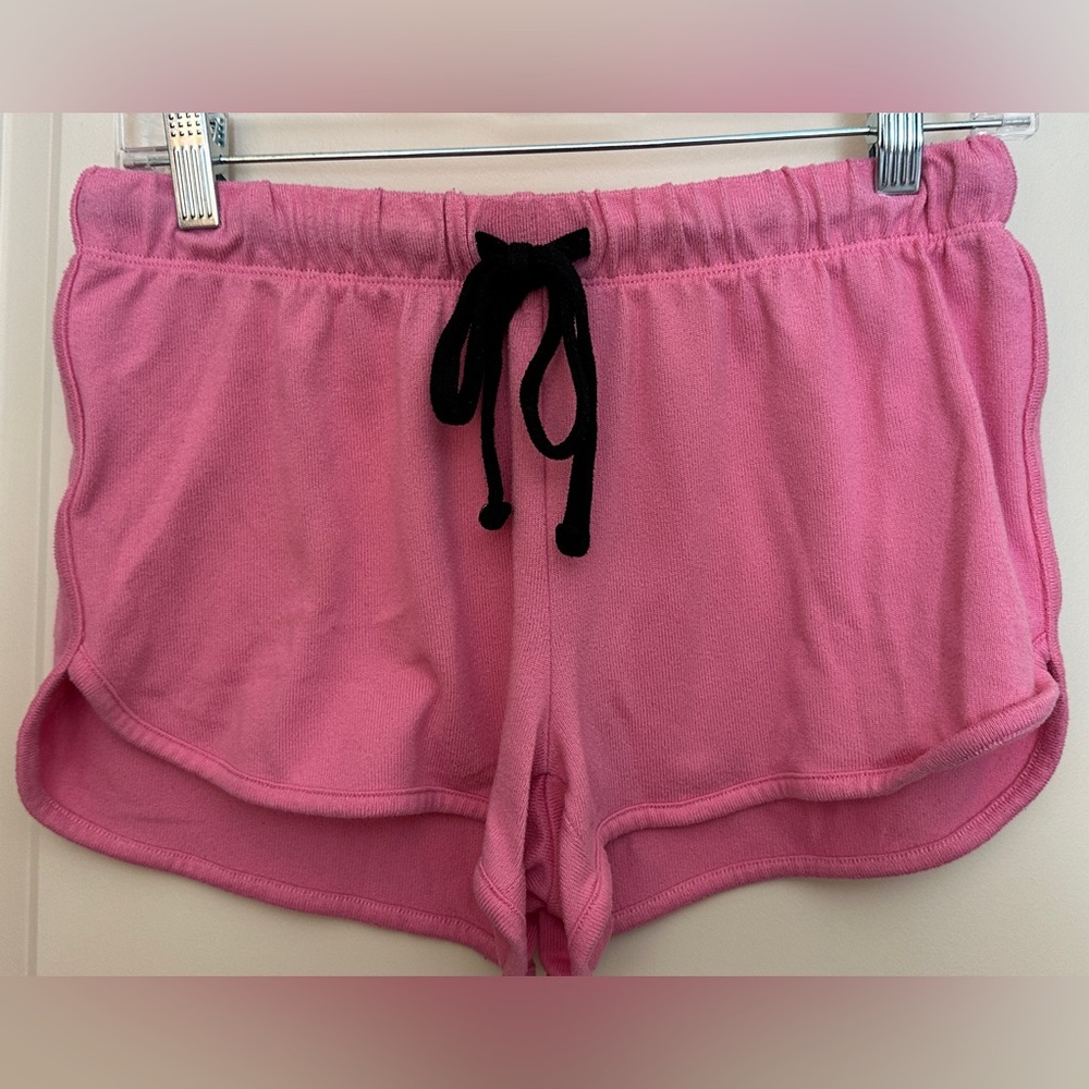 Pink Waist Tie Sleep Terry Cloth Lounge Lightweight Shorts Women's Sz Small